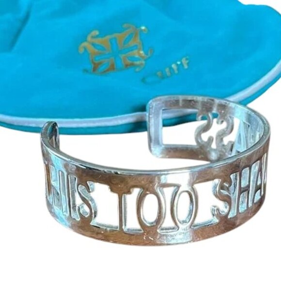 GIFT BAG INCL Rustic Cuff This Too Shall Pass Silvertone Stainless Cuff Bangle - Picture 2 of 6